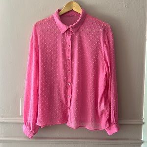 H&M sheer, pink blouse. Size Large.